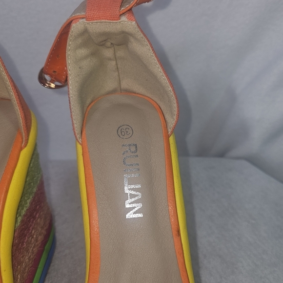 Womens Rainbow Wedge Platform Sandals By Ruilian Sz 39(US 8.5)Festival Whimsical - Picture 10 of 11